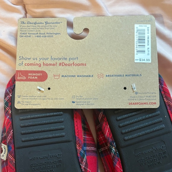Dearfoams Red Plaid Mama Bear Slippers - Picture 9 of 11